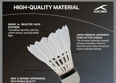 Hundred F8 Feather Shuttlecock | Pack of 10 | Speed 77 Duck Feathers | Japanese Premium Adhesive | Pure Cotton Threading