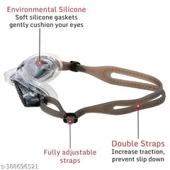 SWIMMING GOGGLES ANTIFOG 100% SILICONE STRAP (1600 ) Swimming Goggles