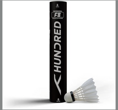 Hundred F8 Feather Shuttlecock | Pack of 10 | Speed 77 Duck Feathers | Japanese Premium Adhesive | Pure Cotton Threading