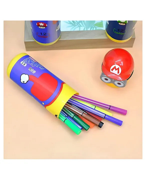 Cute Minions Cartoon Character Sketch Pens Box With 12 Colored Pens for KidsCute Minions Cartoon Character