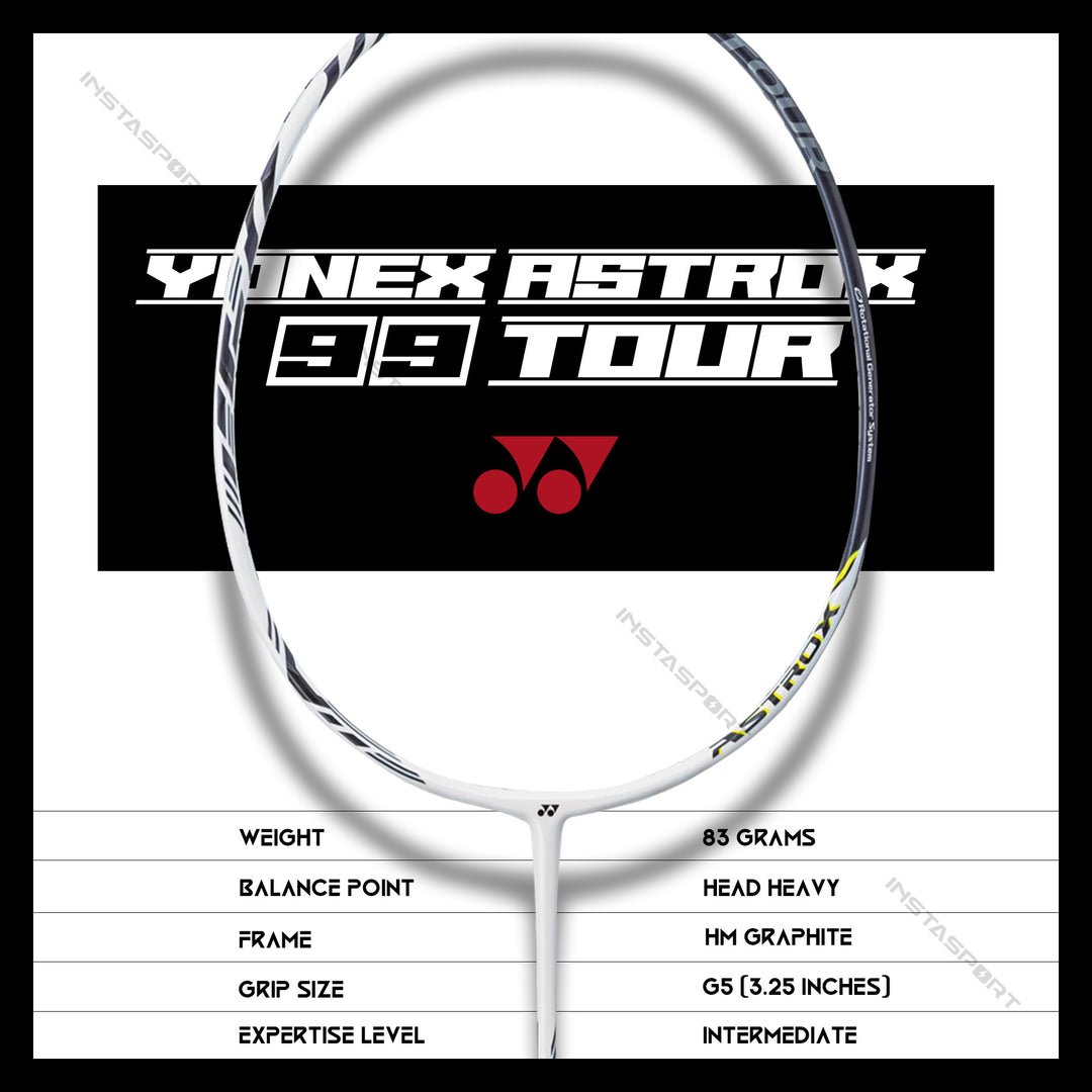 Yonex Astrox 99 Tour Strung Badminton Racquet, 4U5 (White Tiger), Graphite