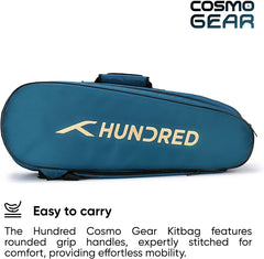 Hundred Cosmogear Badminton Kit-Bag (Teal Green)|Double Zipper|Bag with Front Zipper Pocket