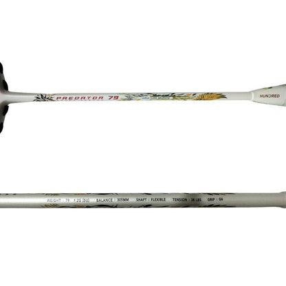 Hundred Predator 79 Extra Strong or understang Japan Made Graphite Strung Badminton Racket with Full Racket Cover | 79 Grams (5U) | Maximum Tension : ≤38lbs
