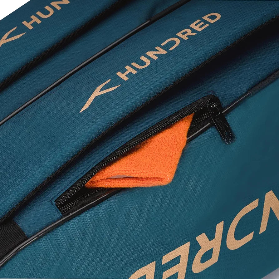 Hundred Cosmogear Badminton Kit-Bag (Teal Green)|Double Zipper|Bag with Front Zipper Pocket