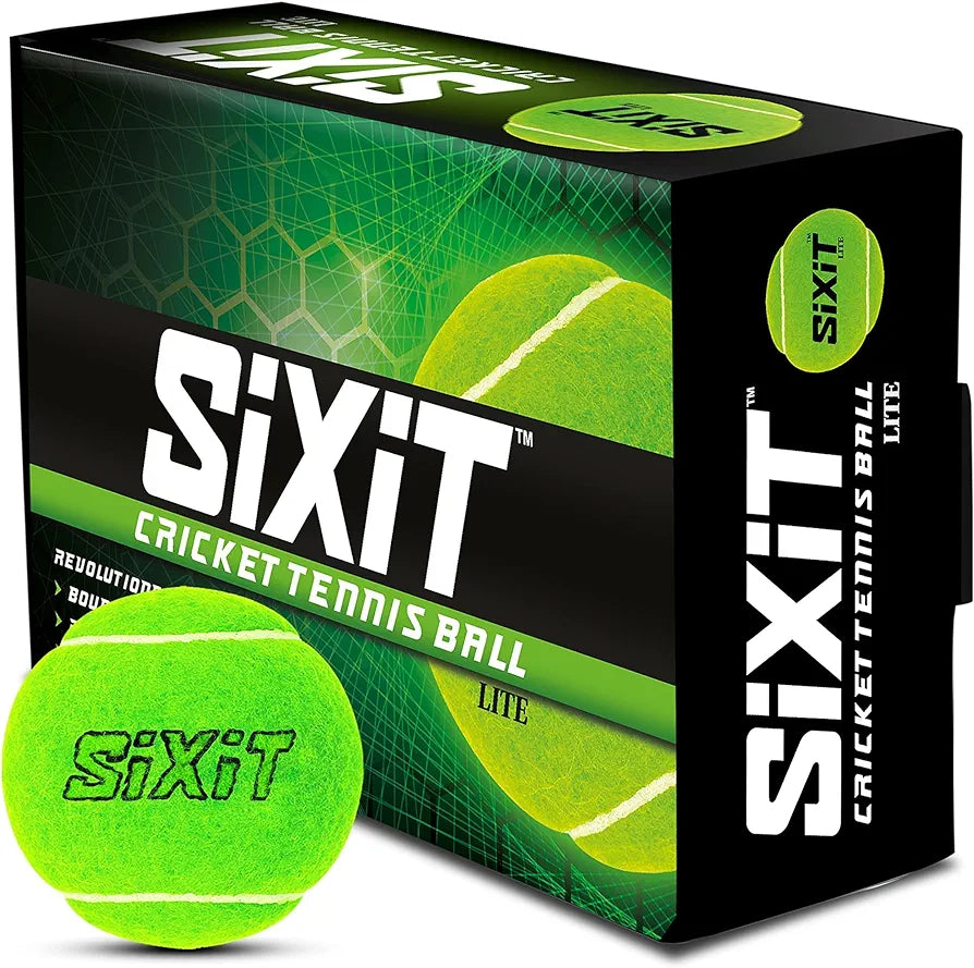 Sixit Lite Cricket Tennis Ball - Pack of 6 , Green , Material : Rubber