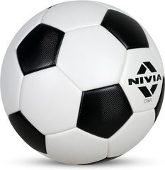 Nivia Football, B & W Football, PU Football, 32 Panel Soft & Wet Ground, Hard Ground, International Match Ball, Suitable for Men & Women Size -5, Colour- Black & White.