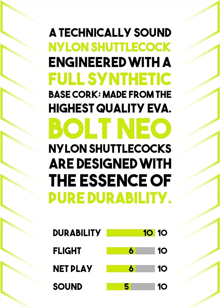 Li-Ning Bolt Neo (6 in 1) Nylon Badminton Shuttlecock (Yellow)