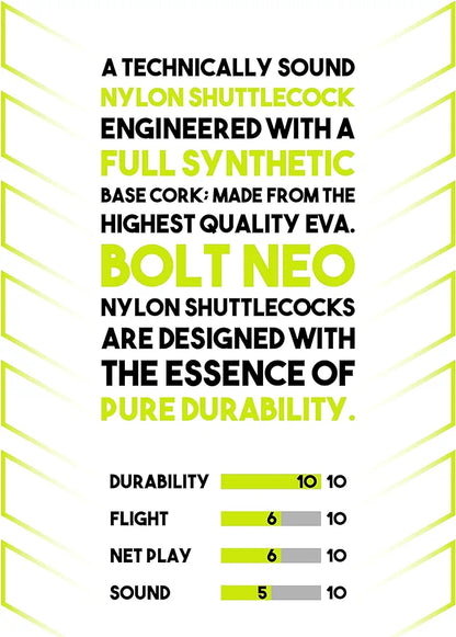 Li-Ning Bolt Neo (6 in 1) Nylon Badminton Shuttlecock (Yellow)