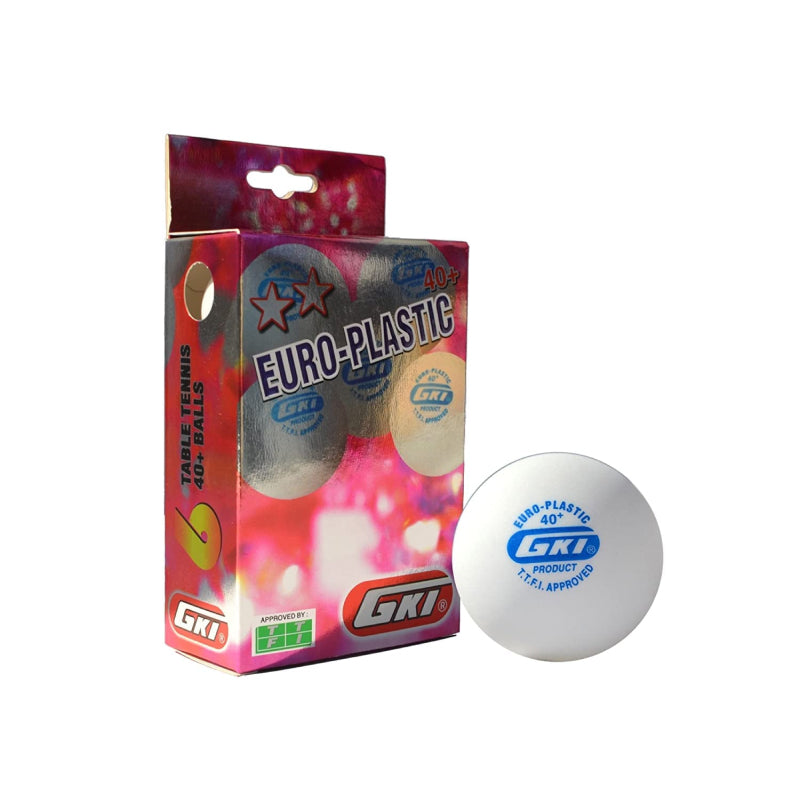 GKI Euro Plastic 40+ Table Tennis Balls - White (Pack of 6)