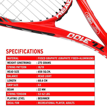 Head Titanium 3100 Strung Graphite-Titanium-Lined Tennis Racquet