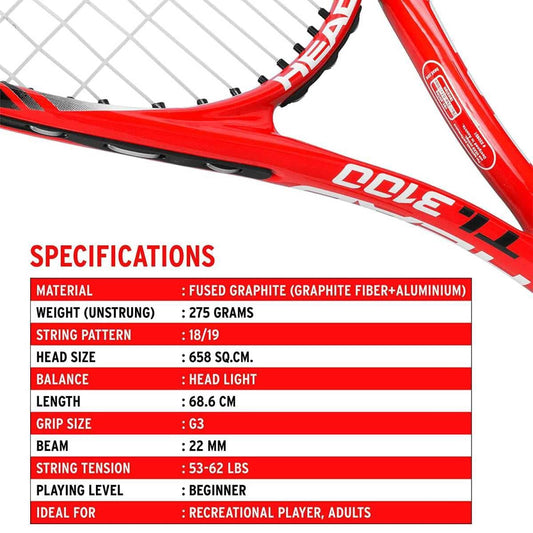 Head Titanium 3100 Strung Graphite-Titanium-Lined Tennis Racquet