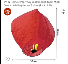 Paper Flying Sky Lantern Hot Air Balloon with Fuel Wax Candle (Assorted Colour) - Pack of 10