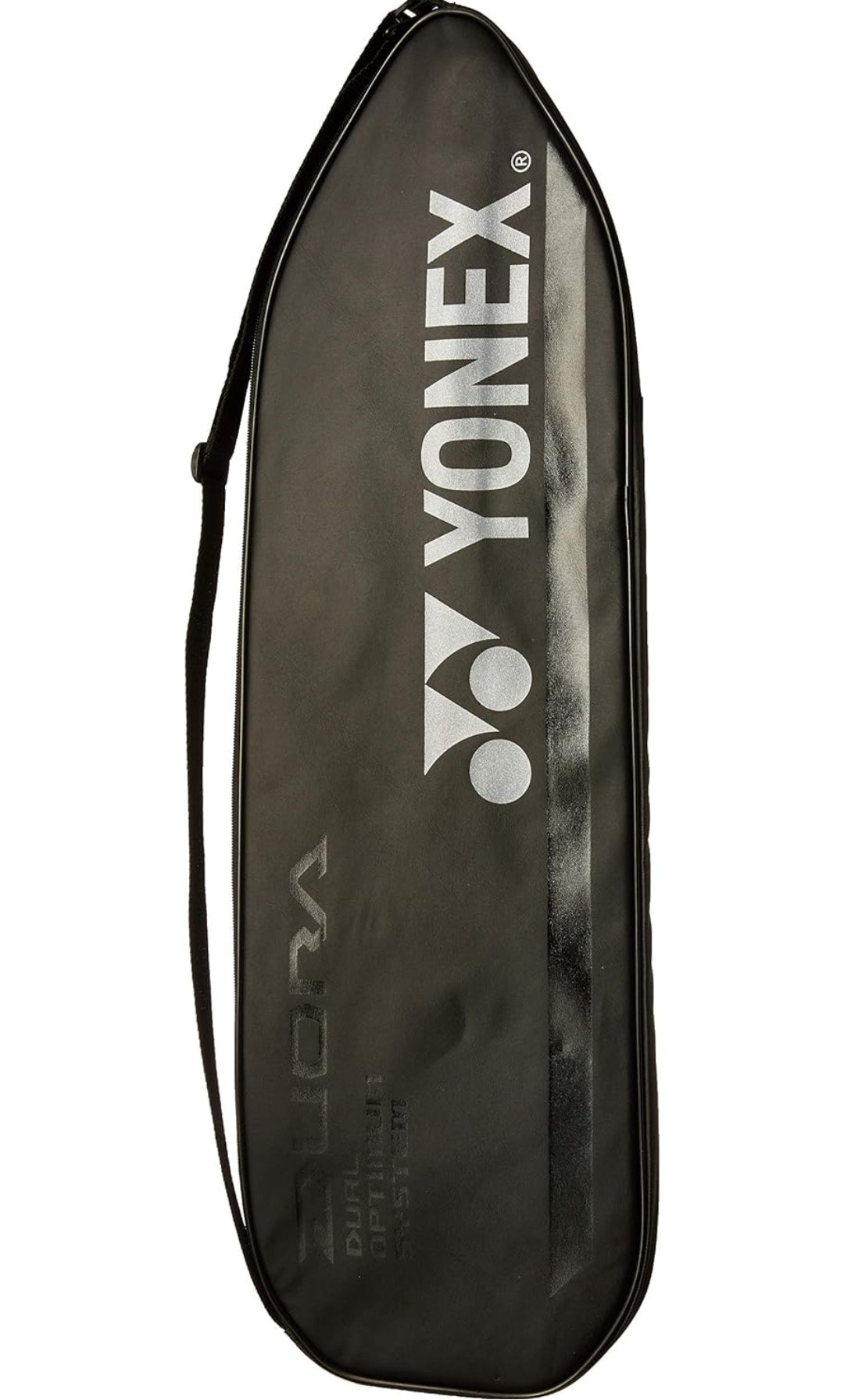 YONEX Graphite Duora Z Strike Professional Badminton Racquet with free Full Cover (Black, White, 88 grams , 28 lbs Tension, Made in Japan)