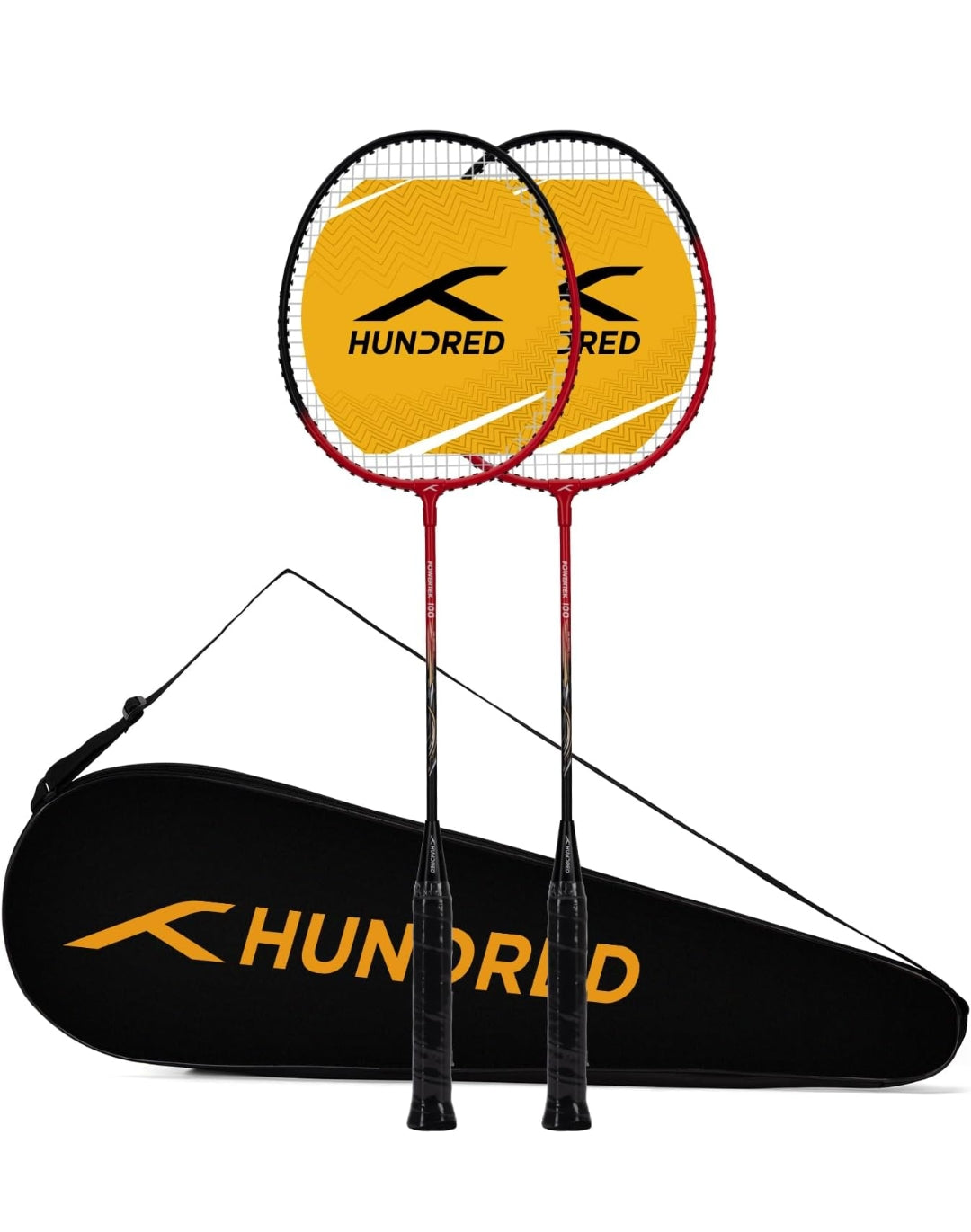 HUNDRED Aluminium Powertek 100 (Set of 2) Badminton Racket with Full Cover (115G,