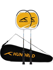 HUNDRED Aluminium Powertek 100 (Set of 2) Badminton Racket with Full Cover (115G,