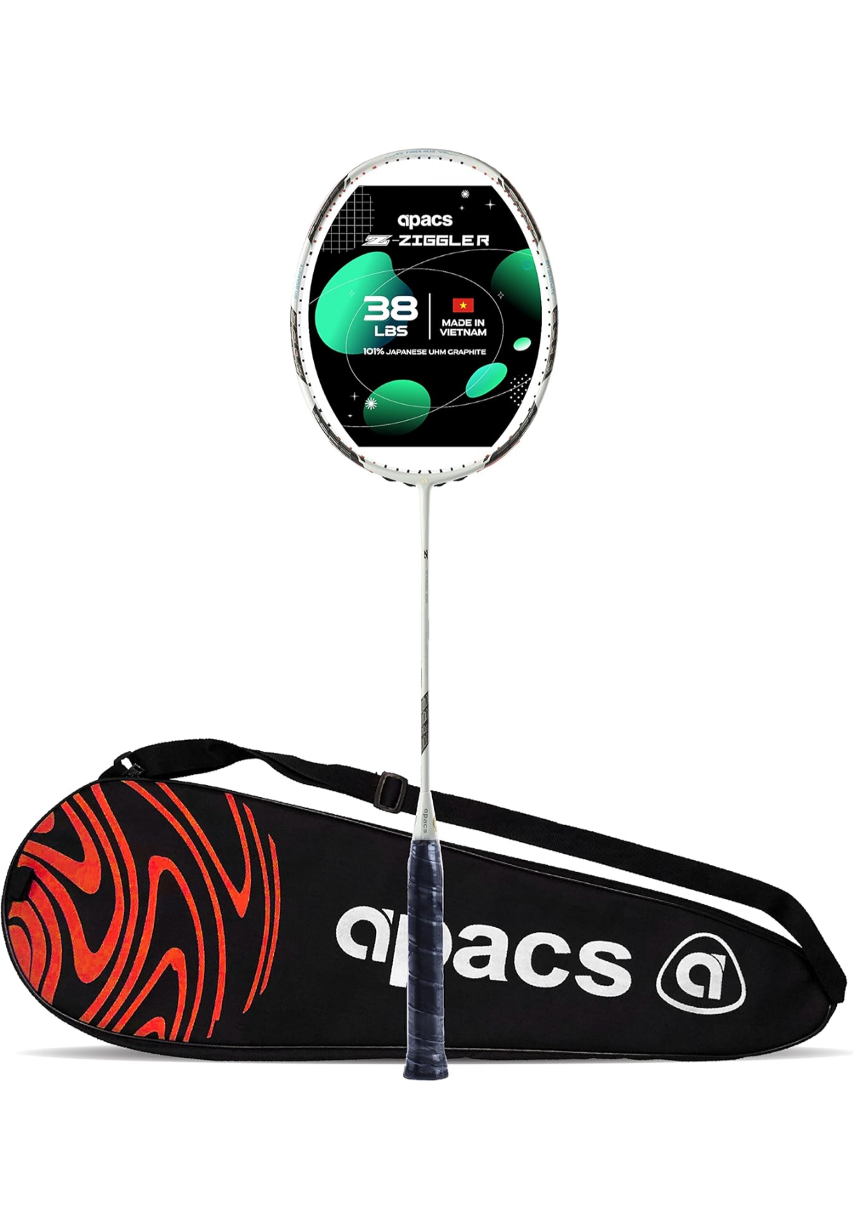 Apacs Z-Ziggler (unstrung, Max Tension Upto 38 LBS) 6.4mm Slim Shaft