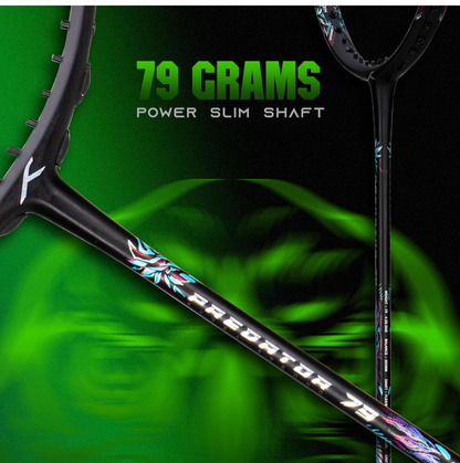 Hundred Predator 79 Extra Strong or understang Japan Made Graphite Strung Badminton Racket with Full Racket Cover | 79 Grams (5U) | Maximum Tension : ≤38lbs