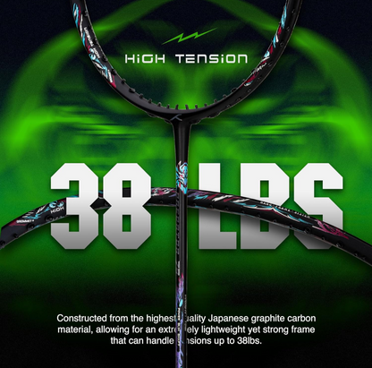 Hundred Predator 79 Extra Strong or understang Japan Made Graphite Strung Badminton Racket with Full Racket Cover | 79 Grams (5U) | Maximum Tension : ≤38lbs