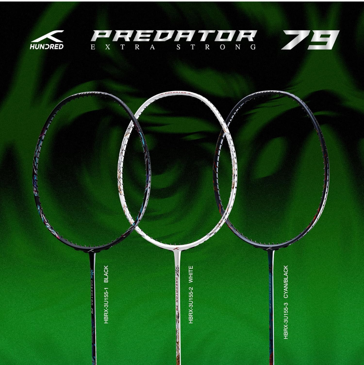 Hundred Predator 79 Extra Strong or understang Japan Made Graphite Strung Badminton Racket with Full Racket Cover | 79 Grams (5U) | Maximum Tension : ≤38lbs