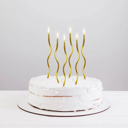 Golden Spiral Birthday Candles – Pack of 6 Long Spiral Cake Candles