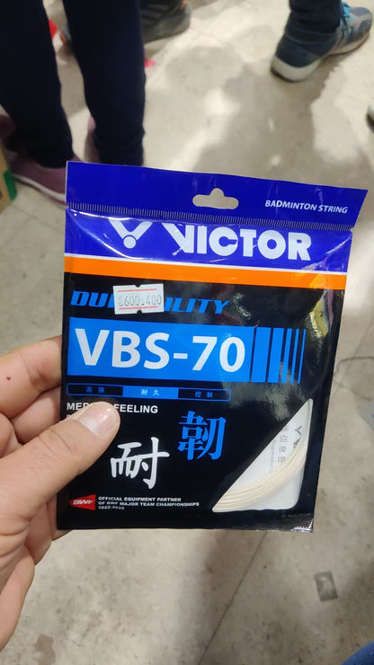VICTOR VBS-70 (0.70mm x 10mm) Durability Medium Feeling Badminton String Available in 7 Different Color