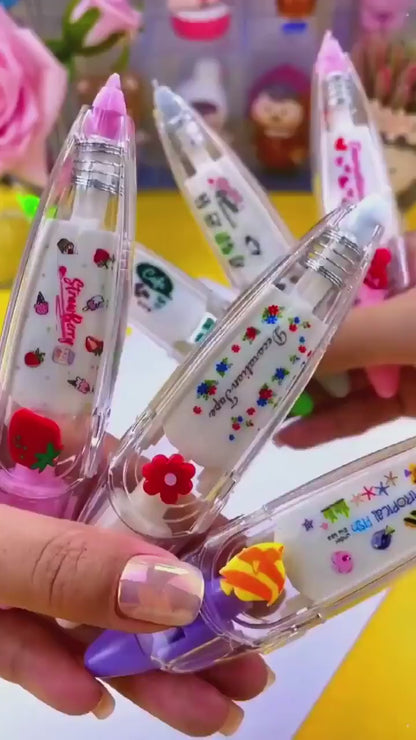 Correction Tape Cute Decorative Sticker Pen for Kids - Art Projects Scrapbooking Diary Easy-to-use, Correction Tape with Cute Animal Designs for Stationary Gift Multiple Colours