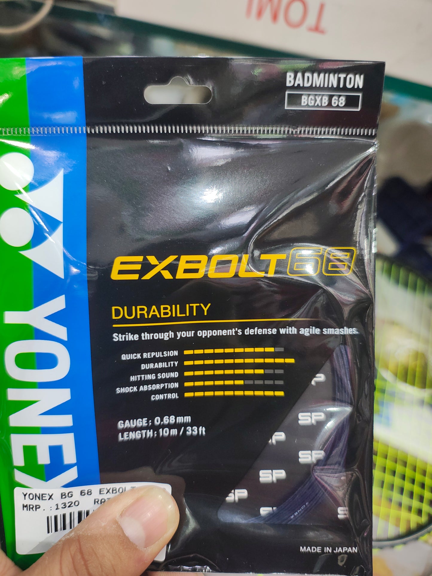 Yonex Exbolt 68 Badminton String – High Repulsion Power, Quick Response, Durable & Control-Oriented String for Advanced Players