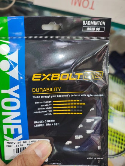 Yonex Exbolt 68 Badminton String – High Repulsion Power, Quick Response, Durable & Control-Oriented String for Advanced Players