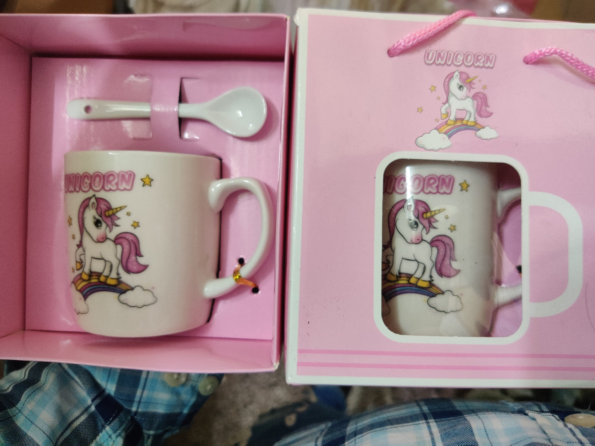 Pink Unicorn Cute Mug for Kids and Youngsters with spoon Cute Mug, Kids Mug, Funny Mug, Coffee Mug, Birthday Gift Mug, Gift for Friends, Milk Mugs