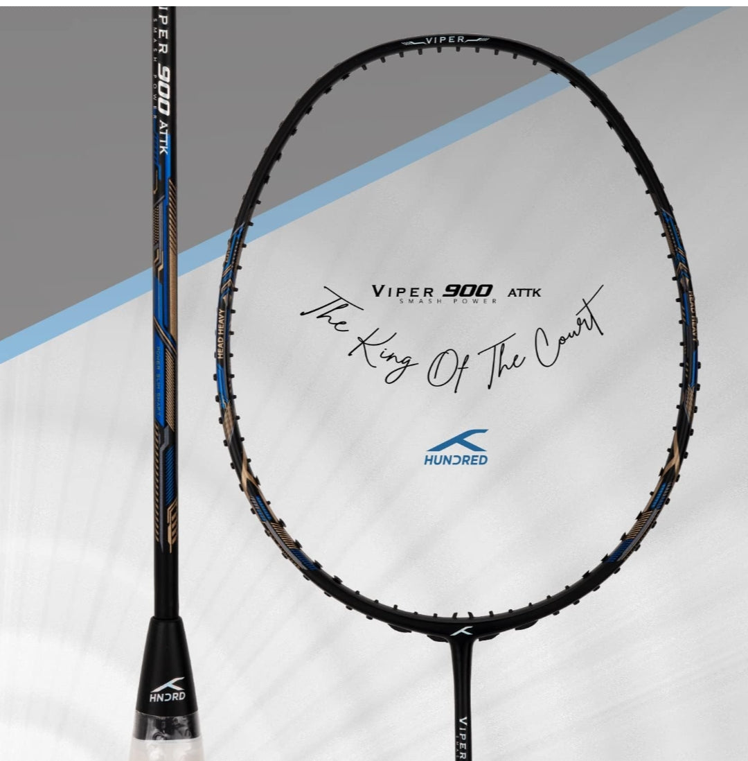 HUNDRED Viper 900 Carbon Fibre Strung Badminton Racket with Full Racket Cover