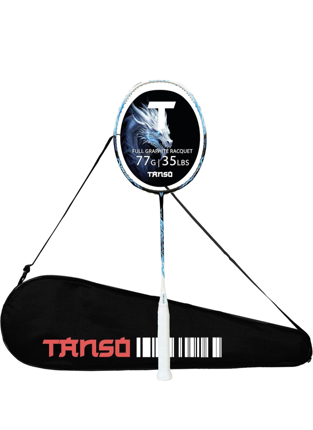 TANSO  wildfire Graphite or black ice Ultra Light Weight Carbon Fibre Strung Badminton Racket (35 Lbs Tension, 6.5mm ultra slim shaft, 77 Grams, Strung with premium strings and full racquet cover) (Defensive)