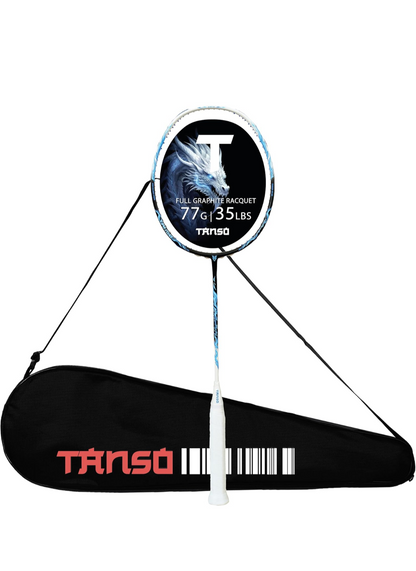 TANSO  wildfire Graphite or black ice Ultra Light Weight Carbon Fibre Strung Badminton Racket (35 Lbs Tension, 6.5mm ultra slim shaft, 77 Grams, Strung with premium strings and full racquet cover) (Defensive)