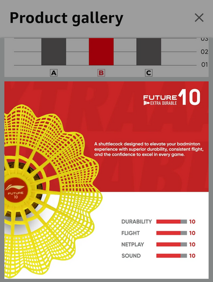 Future 10 - Extra Durable lining nylon shuttlecock