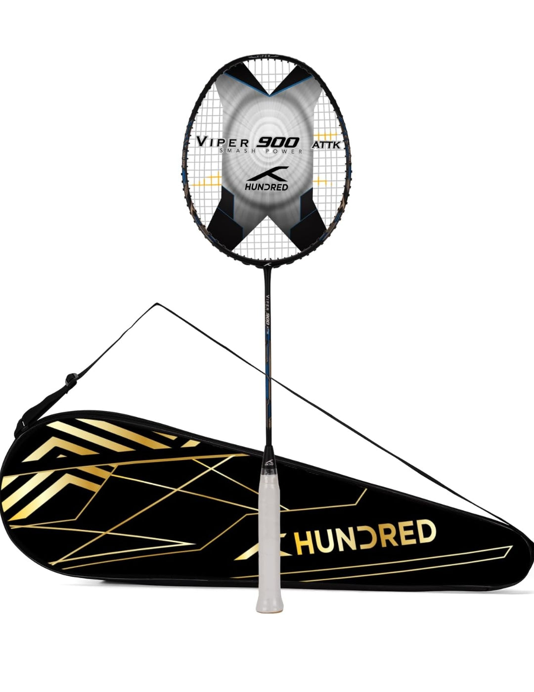 HUNDRED Viper 900 Carbon Fibre Strung Badminton Racket with Full Racket Cover