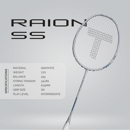 TANSO Raion SS Strung Badminton Racket (34 Lbs Tension, Recommended by Padukone School of Badminton, 77 Grams Ultra Light Weight Full Carbon Fiber with Premium Strings and Full Racquet Cover)
