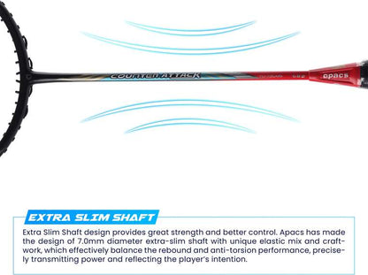 apacs Counter Attack (73G, 35LBS) Red, Black Unstrung Badminton Racquet