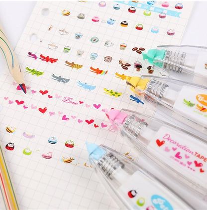 Correction Tape Cute Decorative Sticker Pen for Kids - Art Projects Scrapbooking Diary Easy-to-use, Correction Tape with Cute Animal Designs for Stationary Gift Multiple Colours