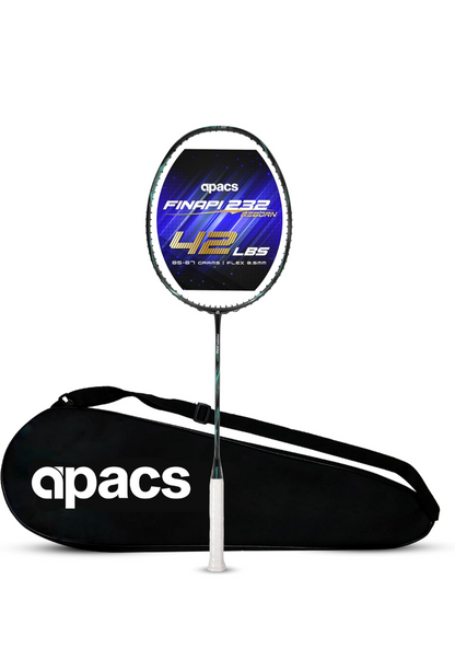 Apacs Finapi 232 Reborn (Unstrung, 42 LBS Mega Tension, World's Toughest Frame) Power Series Badminton Racket | Made with 100% Japanese Ultra Graphite Badminton Racquet with Full Cover (Blue)