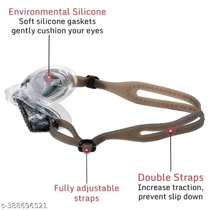SWIMMING GOGGLES ANTIFOG 100% SILICONE STRAP (1600 ) Swimming Goggles