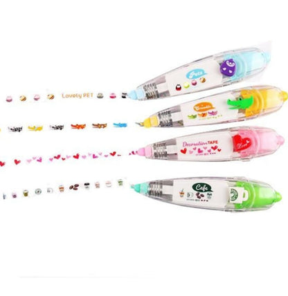 Correction Tape Cute Decorative Sticker Pen for Kids - Art Projects Scrapbooking Diary Easy-to-use, Correction Tape with Cute Animal Designs for Stationary Gift Multiple Colours