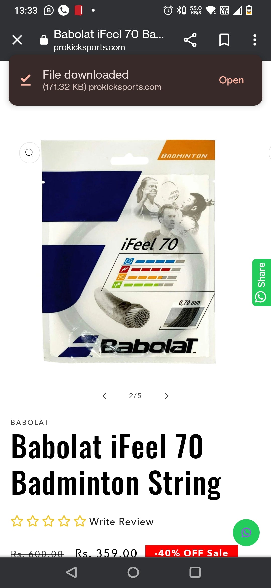 Babolat iFeel 70 Badminton String