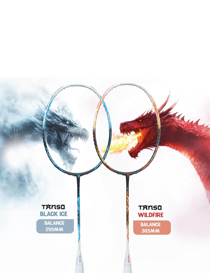 TANSO  wildfire Graphite or black ice Ultra Light Weight Carbon Fibre Strung Badminton Racket (35 Lbs Tension, 6.5mm ultra slim shaft, 77 Grams, Strung with premium strings and full racquet cover) (Defensive)