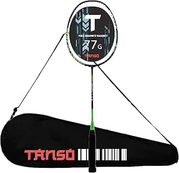 TANSO Arashi 2.0 Full Graphite Ultra Light Weight Carbon Fibre Strung Badminton Racket with Free Full Racquet Cover (77 Grams, 32 Lbs Tension, Strung with Premium Strings) (Blue orange green)