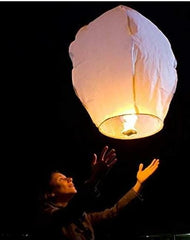 Paper Flying Sky Lantern Hot Air Balloon with Fuel Wax Candle (Assorted Colour) - Pack of 10