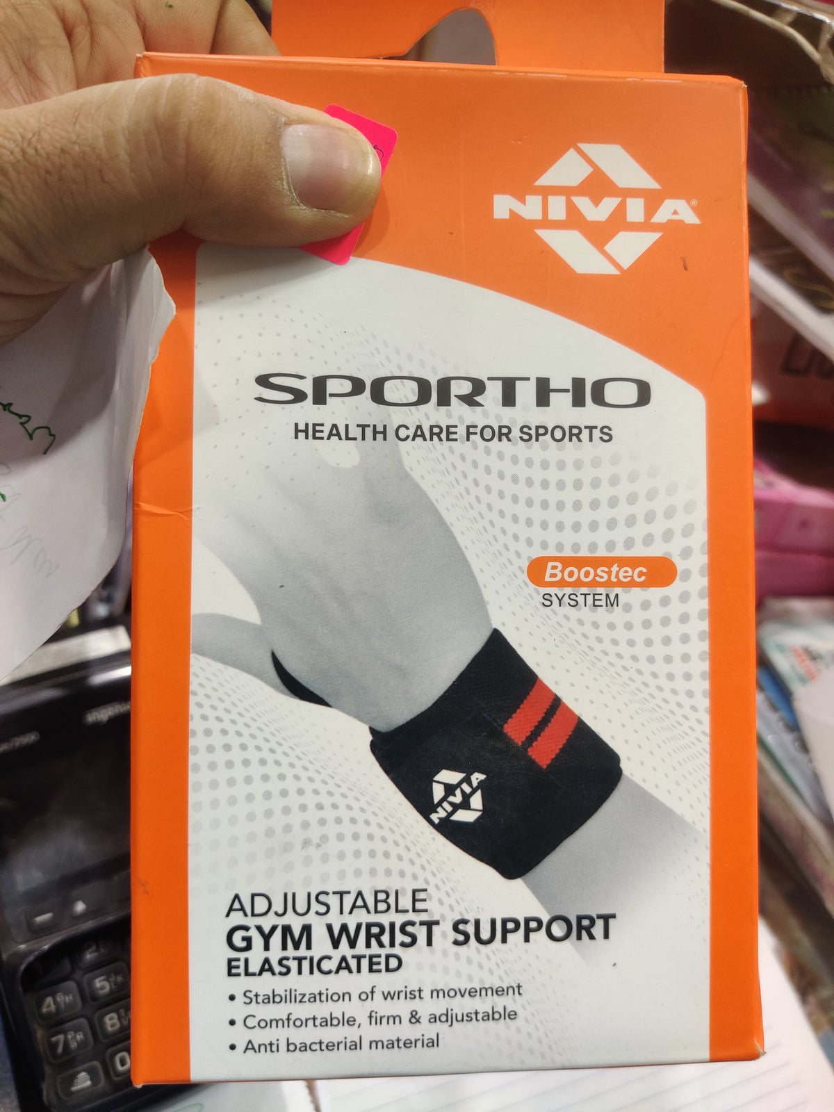 Nivia Weight Lifting Wrist Support with Thumb Loop Strap for Gym- Made of Velcro and Elastic Band for Men & Women (Red/Black)