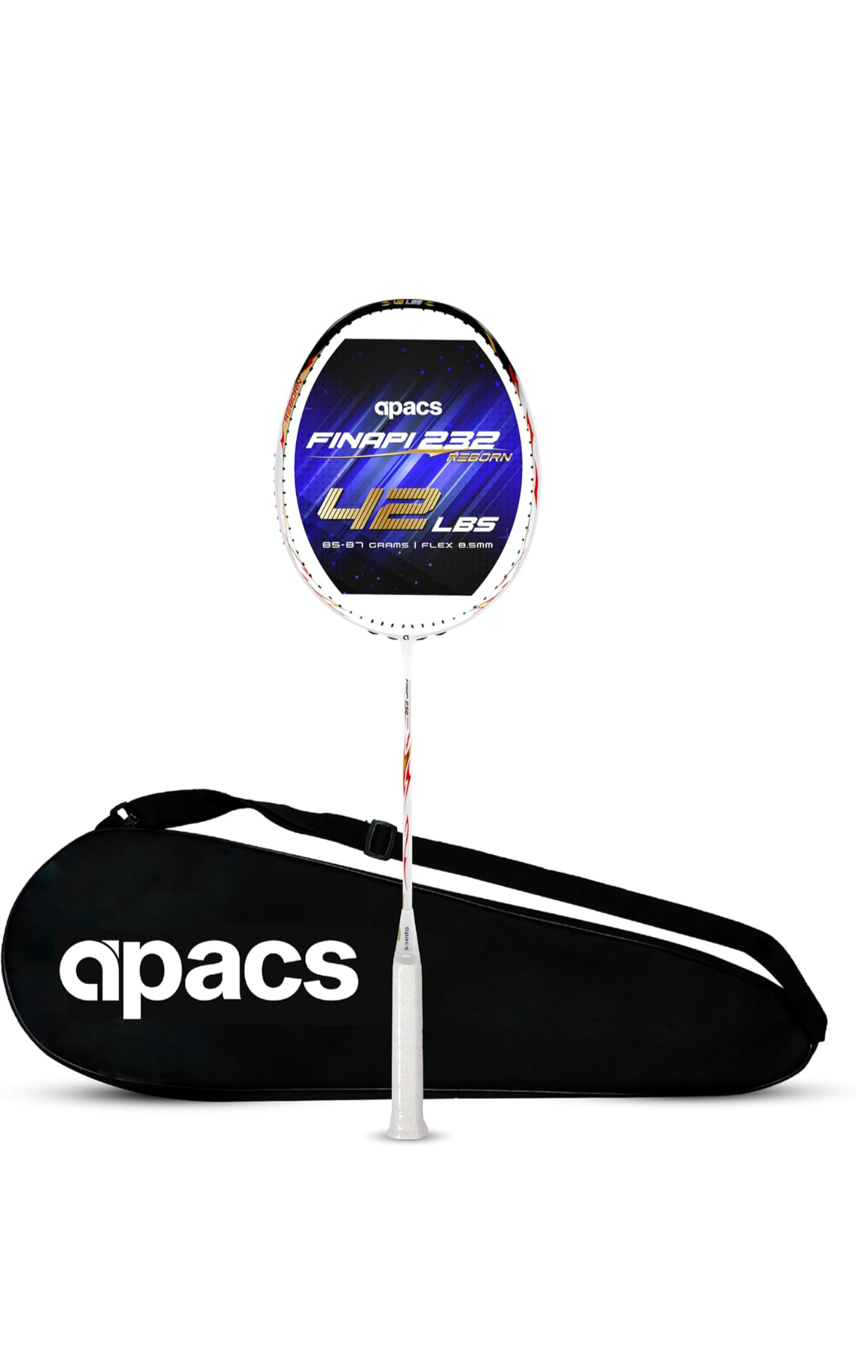 Apacs Finapi 232 Reborn (Unstrung, 42 LBS Mega Tension, World's Toughest Frame) Power Series Badminton Racket | Made with 100% Japanese Ultra Graphite Badminton Racquet with Full Cover (Blue)