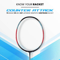 apacs Counter Attack (73G, 35LBS) Red, Black Unstrung Badminton Racquet