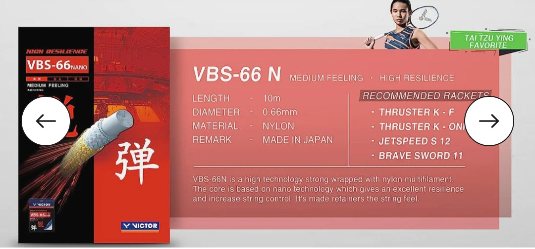 VICTOR Badminton Strings VBS-66 NANO STRING ROLL Shopee, 51% OFF