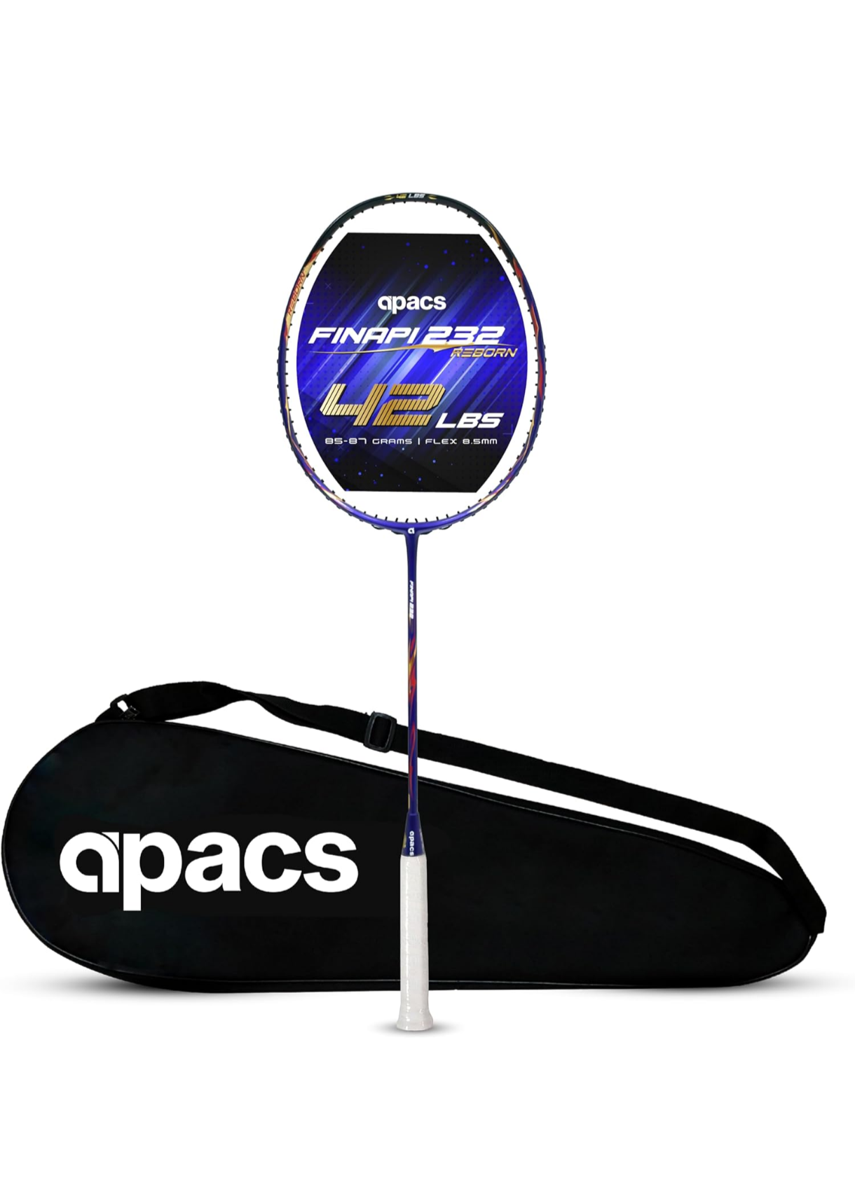 Apacs Finapi 232 Reborn (Unstrung, 42 LBS Mega Tension, World's Toughest Frame) Power Series Badminton Racket | Made with 100% Japanese Ultra Graphite Badminton Racquet with Full Cover (Blue)