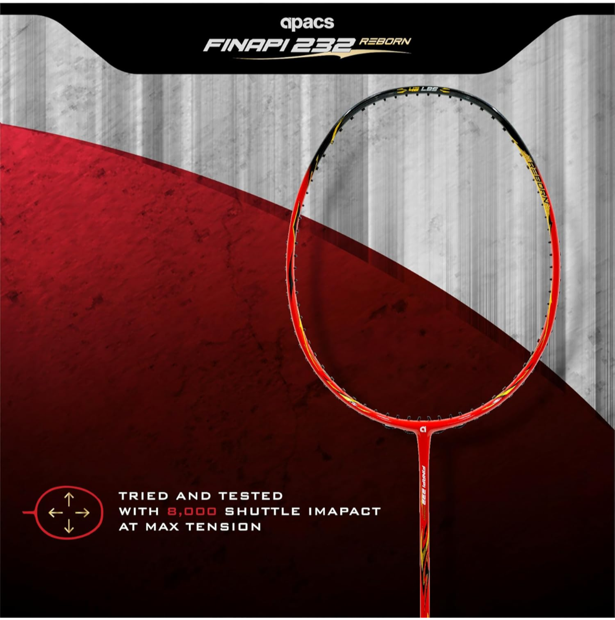Apacs Finapi 232 Reborn (Unstrung, 42 LBS Mega Tension, World's Toughest Frame) Power Series Badminton Racket | Made with 100% Japanese Ultra Graphite Badminton Racquet with Full Cover (Blue)